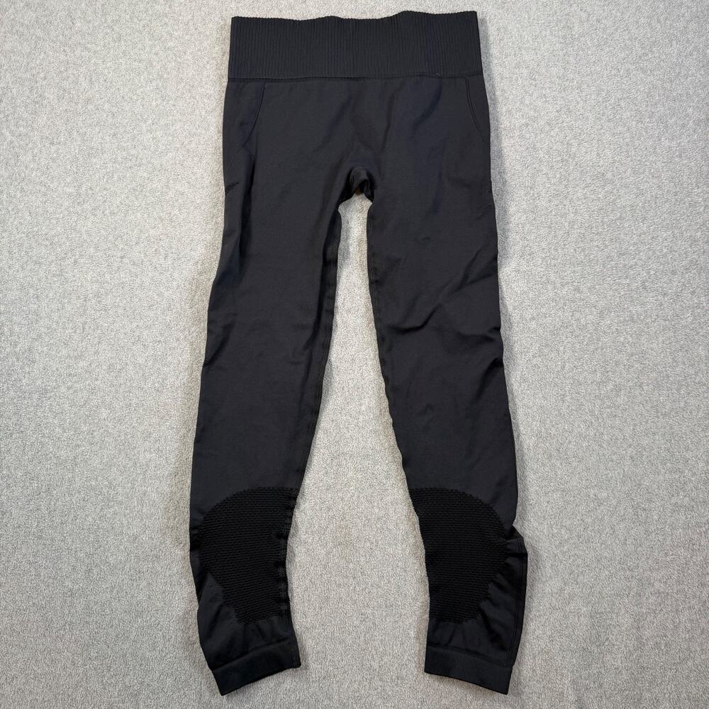 NUX Black Mesh Detail Compression Leggings Size Medium Stretch